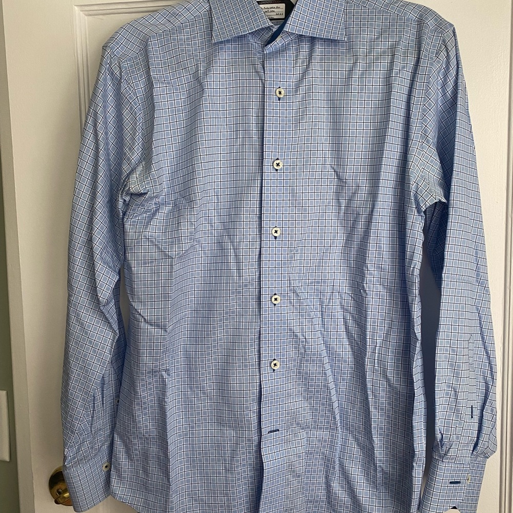 Lorenzo Uomo Men’s Blue Patterned Dress Shirt